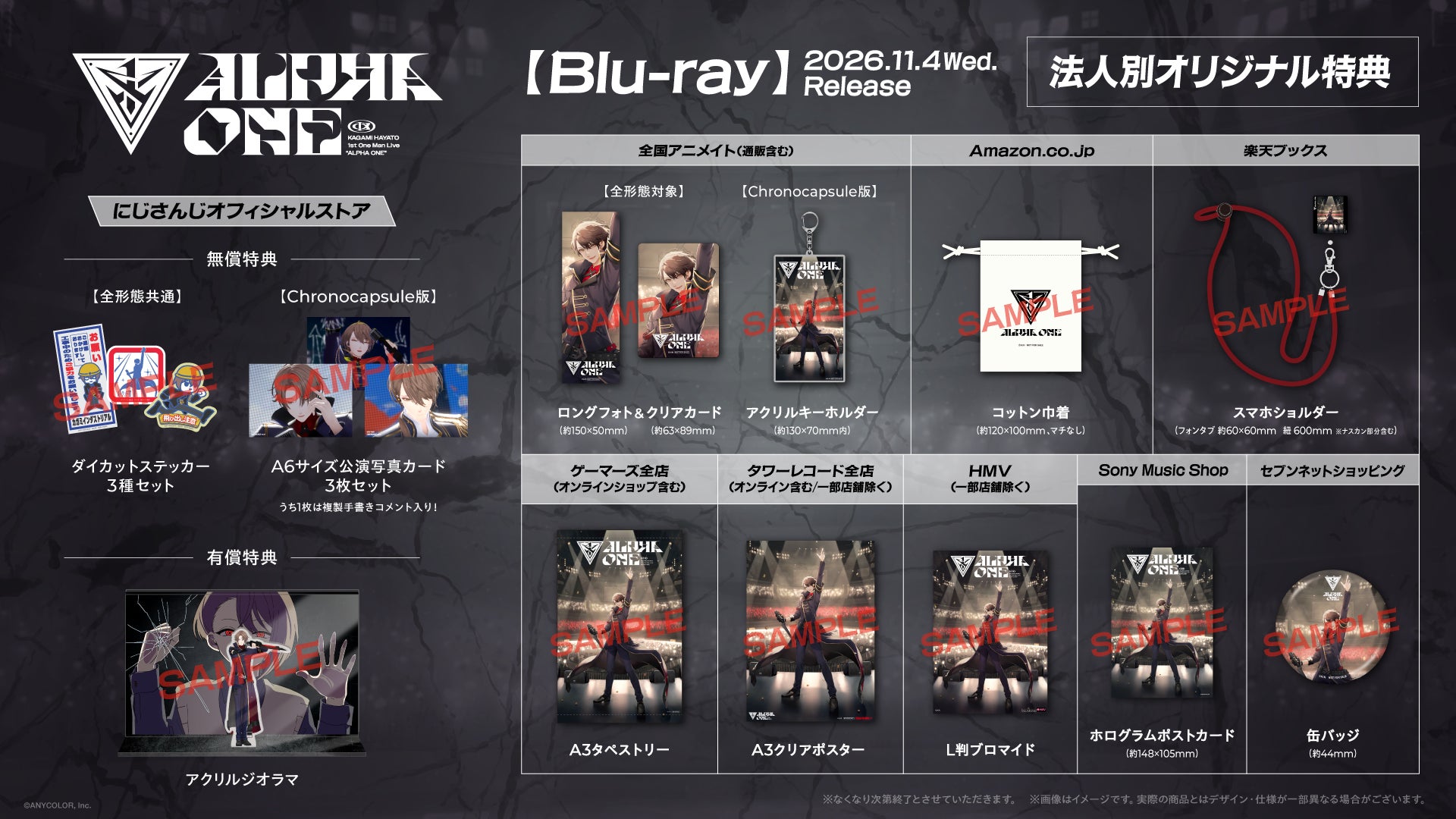 公式発表の店舗別特典一覧。版と取扱店で対象が異なる